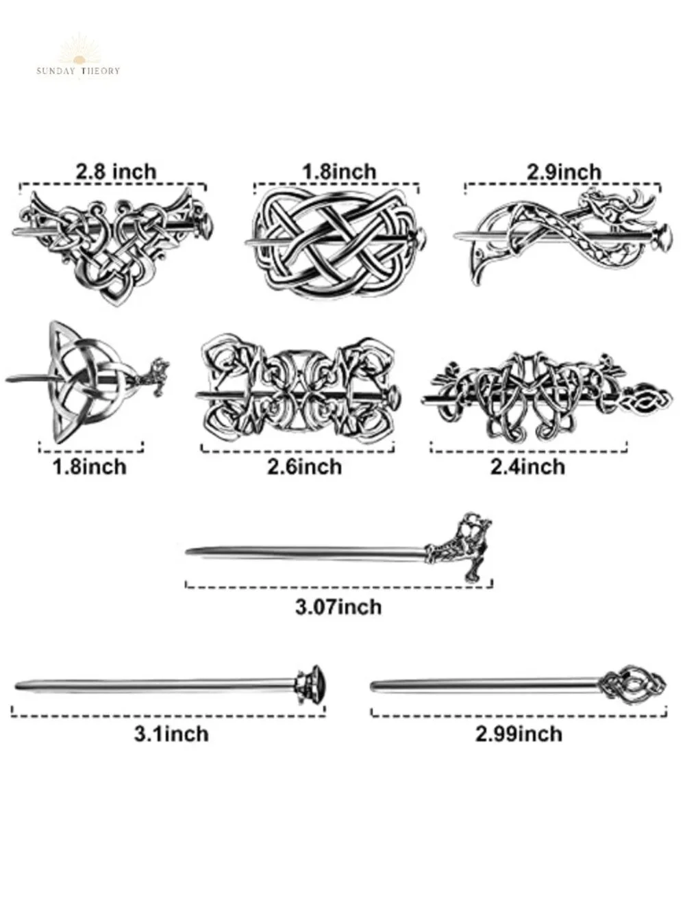 Vintage Metal Hair Sticks Chopsticks Barrettes Hair Pins Celtic Chinese Carved